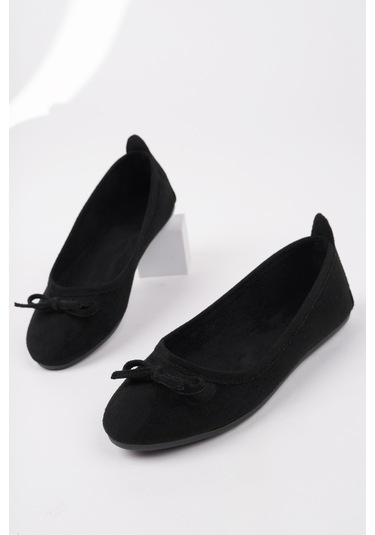 Muggo Miu Fiyonklu Kadın Deri Günlük Babet Sıyah