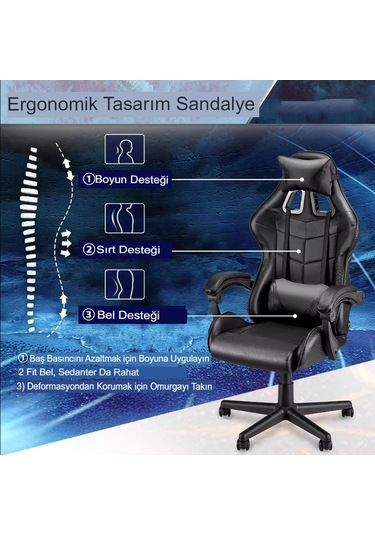 Gri Desen Oyuncu Koltuğu Çok Fonksiyonlu Oyun Sandalyesi Deri