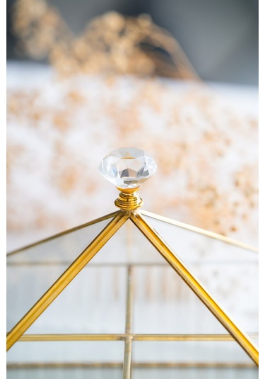 Acar Cam Kare Şeker Kutusu Gold