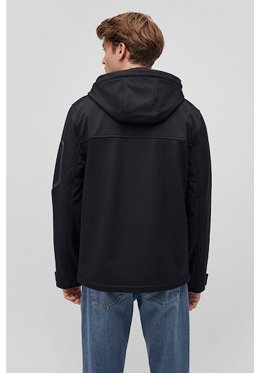 Erkek Kapüşonlu Scuba Ceket - Siyah Siyah