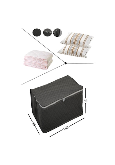 Adarya Home Büyük Boy Yorgan Hurcu 5 Adet 100 x 50 x 50 Gri