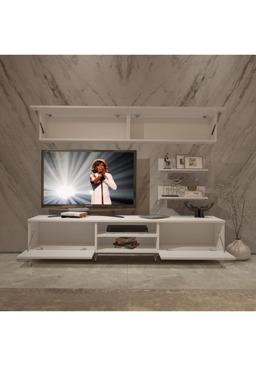 Decoraktiv Eko 5 Mdf Dvd Silver Tv Ünitesi Tv Sehpası Beyaz