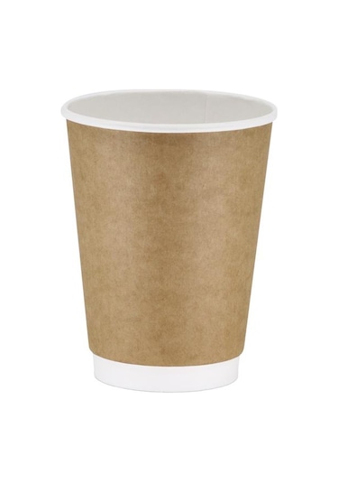 Double Wall Kraft Karton Bardak 12 oz - 25 Adet