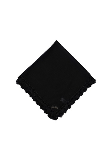 Mim Eşarp - Enba Pamuklu İğne Oyalı Namaz Ve Mevlüt Örtüsü 110x110 Cm - Siyah, 110x110 Cm