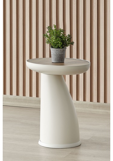 Altınaks Mobilya Elips Sehpa,tekli Sehpa,yan Sehpa,zigon Sehpa - Aytaşı Renk Gövde & Ud Açık Ceviz Desenli Tabla