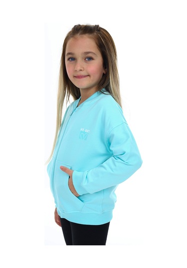 Toontoy Kız Çocuk Baskılı Hırka Su Yeşili