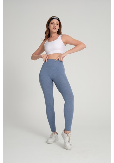 Wind Mavi Kalçası Büzgülü Push Up Kalça Şekillendirici Spor Tayt Mavi