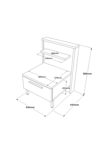 Robin Home Dream 2 Çekmeceli Çocuk Komodin Metal Ayak  Kahve-Beton