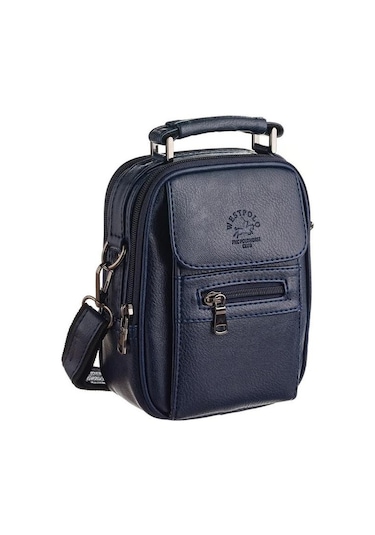Westpolo Çelik Kasalı El Ve Omuz Askılı Erkek Çantası Küçük Boy - Lacivert 001