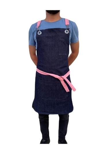 Kot Pembe Çapraz Askılı Askılı Trend Önlük Mavi
