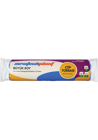 Newtechplast Büyük Boy Çöp Torbası Mavi 5 Adet 65 x 80 CM