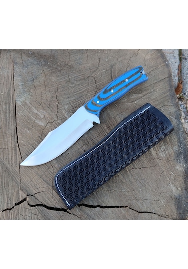 Av Bıçağı Bushcraft Avcı Bıçağı Kamp Bıçağı El Yapımı Hg-Bp08 Mavi