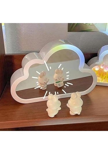 Prestigegoods Bulut Lale Aynalı Gece Lambası - Led Bulut Lale Lambası - Kendin Yap Lale Lambası - Ayna Eşliğinde Pembe