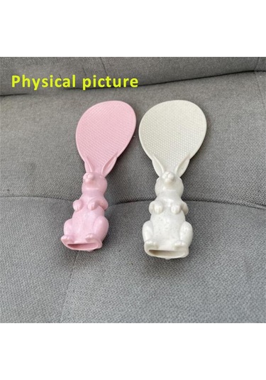 Bej 1 Adet Buğday Samanı Tavşan Kaşığı Stand Up Tavşan Pirinç Kürek Pirinç Ocak Pirinç Kaşığı Yaratıcı Yapışmaz Pirinç Karikatür Pirinç Kaşığı