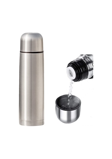 Jeemson 304 Çelik İçli Çift Katlı Vakumlu Termos Bardak, 6-12 Saat Isı Saklama, 750ml Doğal Rengi Siyah