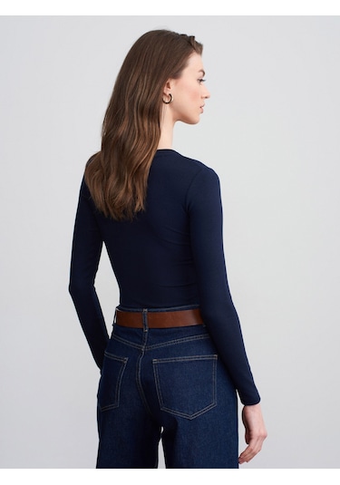 Dilvin 32695 Uzun Kollu Bodysuit-k.lacivert