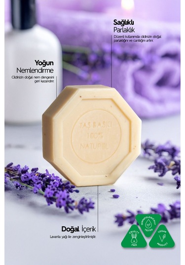 Lavanta Yağlı Taş Sabun 5'li Eko Paket Yağ Dengesi Ve Ferahlatıcı Cilt Bakımı - 5x125 Gr