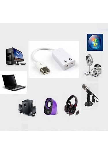 Harici Kablolu 7.1 Usb Ses Kartı 3.5mm Mikrofon Çevirici Dönüştür