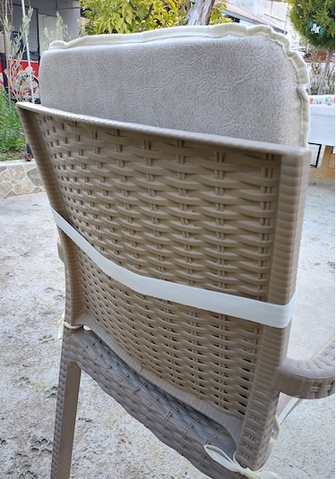 2 Adet Rattan Arkalıklı Sandalye Minderi Kalınlık 4cm -primer Bej Bej