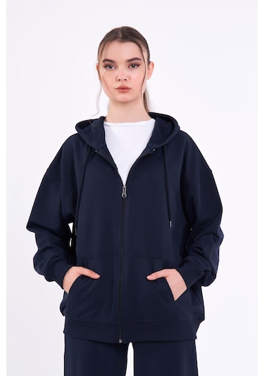 Comeor Lacivert Kanguru Cepli Kapüşonlu Fermuarlı Oversize Kadın Sweatshirt Cmrb73 Lacivert Comeor Lacivert Kanguru Cepli Kapüşonlu Fermuarlı Oversize Kadın Sweatshirt Cmrb73 Lacivert