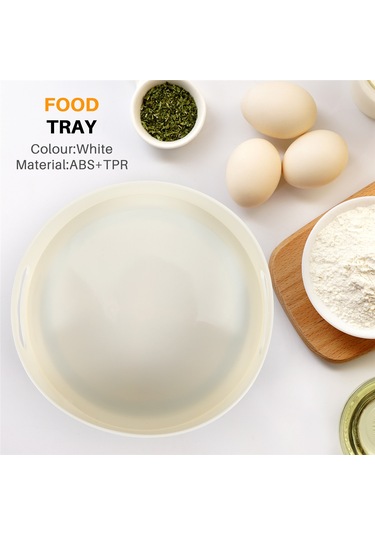 Xurunkeji Döner Tepsi Döner Tabla Mutfak Saklama Kapları Baharat Kavanozu Gıda Atıştırmalık Tepsi Kaymaz Kurutulmuş Saklama Tabağı, Beyaz Beyaz