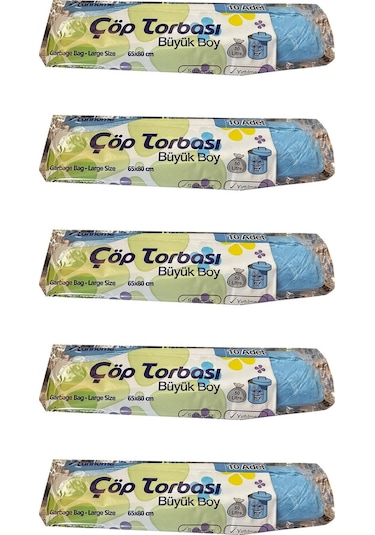 Canhome Büyük Boy Çöp Torbası 10'lu Mavi 65 x 80 CM