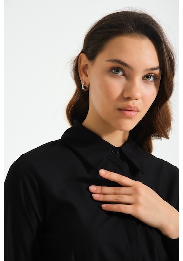 Basic Poplin Siyah Gömlek Siyah