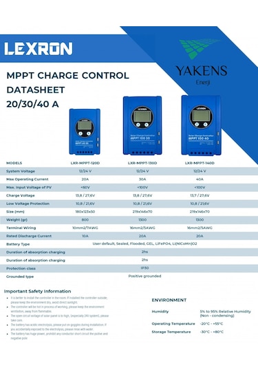 30a Amper Mppt 12/24v Solar Şarj Cihazı Lexron