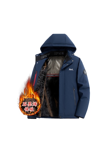 İçi Kadife Kışlık Gündelik Kapüşonlu Erkek Mont 001