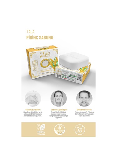 Tala Doğal Cilt Beyazlatıcı Aydınlatıcı Pirinç Sabunu 150 G