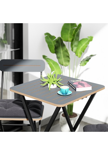 Bistro Takım Minderli Bahçe Masa Sandalye Füme 1402