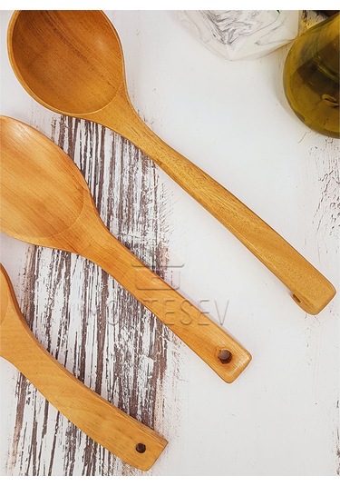 Ahşap Tahta Mutfak Kaşık Seti 3 Parça Kayın Şimşir Ağacı 3-1