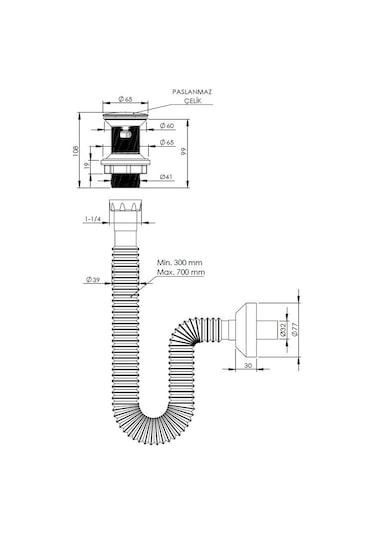 Monavit Çelik Kapaklı Klik Klack Lavabo Süzgeci Ve 32 Sifon Beyaz