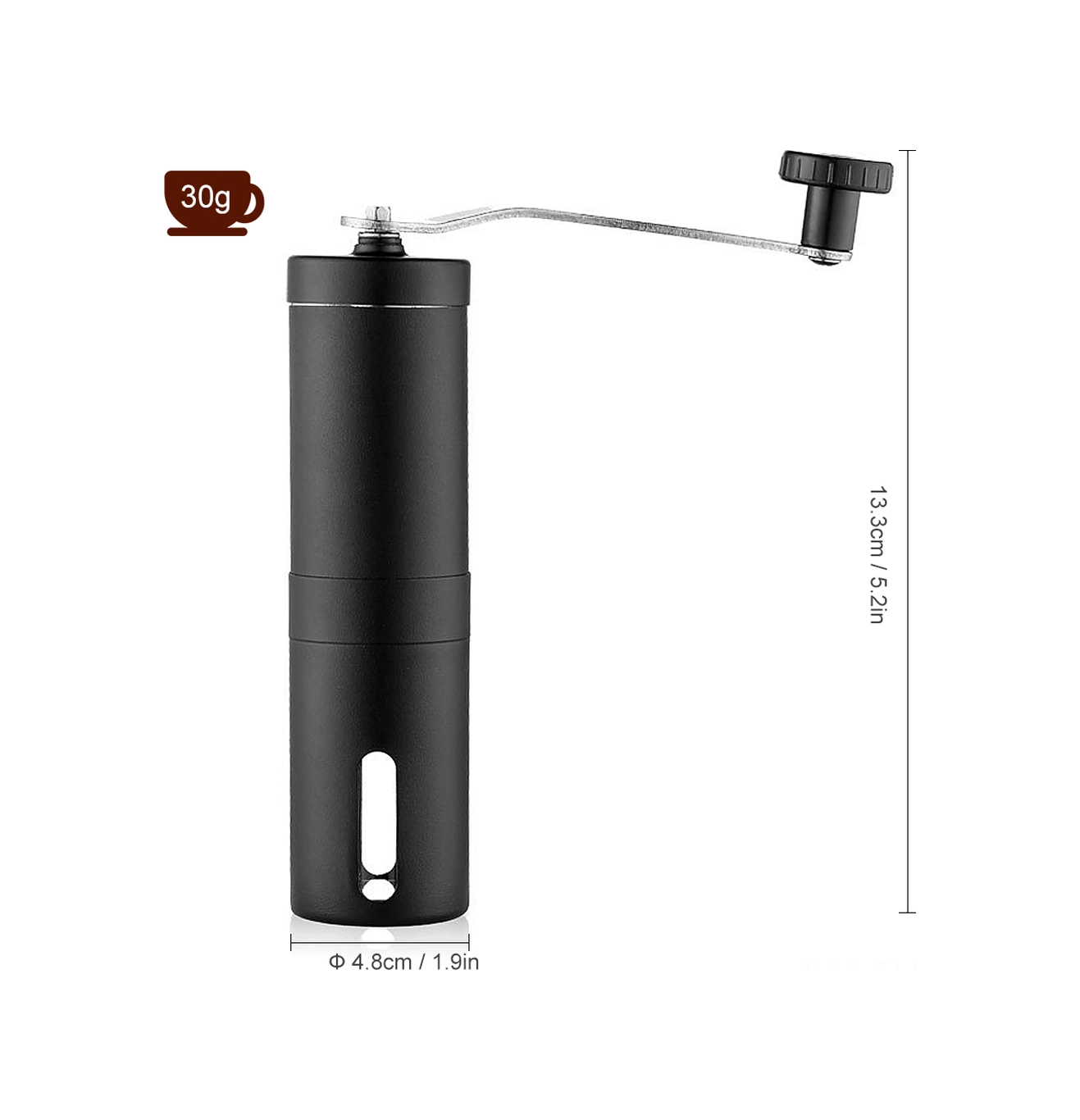 Xindoker 304 Paslanmaz Çelik El Kullanımlı Kahve Değirmeni, Ayarlanabilir Fincan Tefli, 30g Kapasite, Siyah, Gürültüsüz Ve Taşınabilir