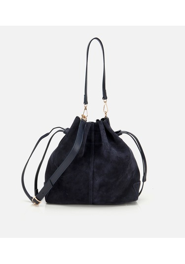 Hotiç Kadın Süet Deri Lacivert Bucket Omuz Çantası 03cah316270a680 03cah316270a680 Lacivert