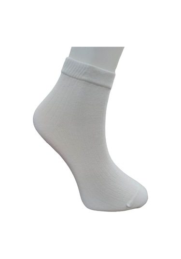 Erkek Dikişsiz 12 Çift Derby Desen Penye Orta Konç Çorap Krem