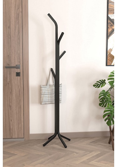 Bofigo Metal Elbise Askılığı Portmanto Askılık Siyah