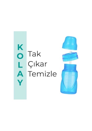Mamajoo Antikolik Akıtmaz Pipetli Bardak 270 ml Mavi, 12 Ay+