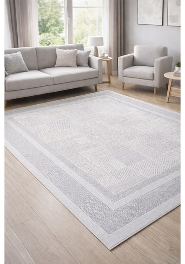 Modern Gri Akrilik Halı 462.000 Vuruş Sık Dokuma Leke Tutmaz Oeko-tex Sertifikalı