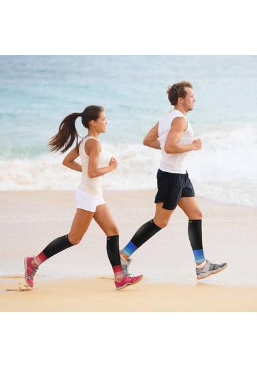 Mavi 1 Çift Buzağı Kollu Koşu Spor Bacak Elastik Sıkıştırma Manşonu Çorap Açık Hava Sporları Fitness Zpg İçin