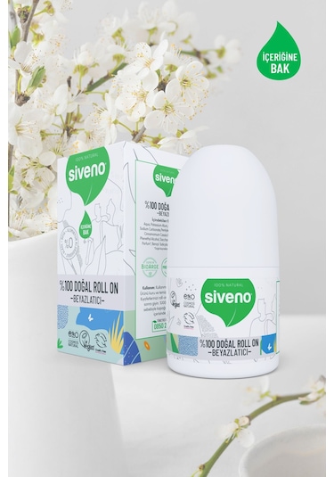 Siveno %100 Doğal Roll On Beyazlatıcı Etkili Deodorant Ter Kokusu Önleyici Bitkisel Leke Bırakmayan Vegan 50 ML