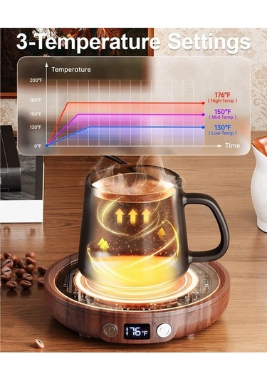 Ulzyvf Siyah Sıcaklık Kahve Isıtıcıları Fişi Fincanı Ekranlı Ayarı Abd 3 Bl Siyah