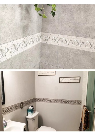 Domostroj Duvar Kağıdına Kendinden Yapışkanlı Dekoratif Bordür 176227623 Gri