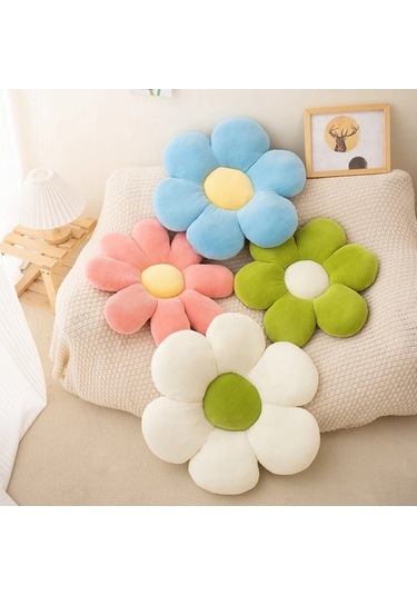 Zyzqstore Çiçek Şekilli Peluş Yastık Minder, Renkli Anime Tema, Sevimli Çok Renkli