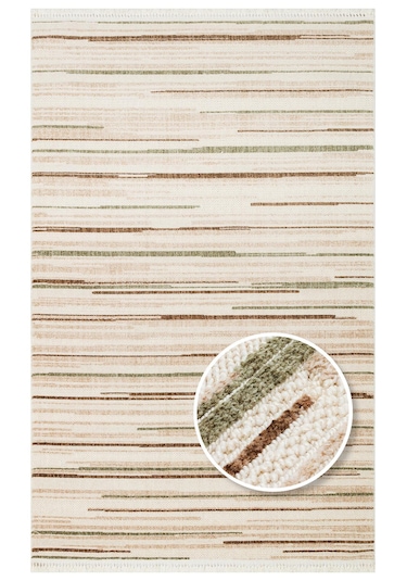 Eko Halı Joy 01 Yeşil Kahve Hav Toz Vermeyen Modern Makine Halısı