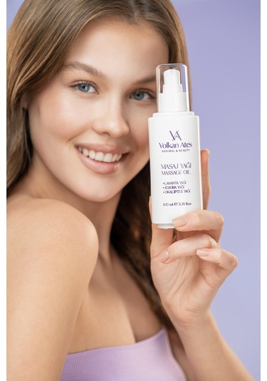 Volkan Ates Natural & Beauty Lavanta & Jojoba & Okaliptus Masaj Yağı Cam Şişe 100 ML