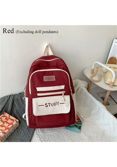 Naylon Büyük Kapasiteli Sırt Çantası Genç Erkek Kız Saf Renk Çok Renkli