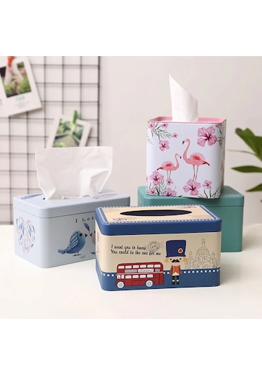 Açık Gri-avrupa Demir Tutucu Doku Kutusu Ev Masa Dekorasyonu Kare Peçete Levha Kağit Kutu Depolama Otomatik Kağıt Havlu