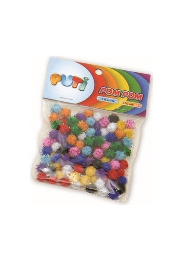 Puti 10 Mm Metalik Pom Pom 100 Lü  Paket