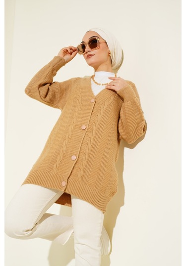 Bigdart 15768 Tesettür Triko Hırka - Vizon 001